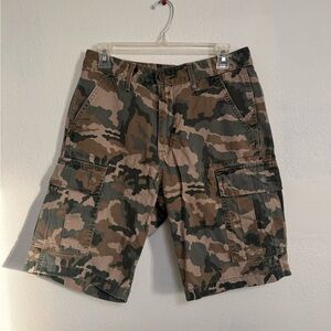 Levi's Green and Brown Cargo Shorts with Camouflage Design
